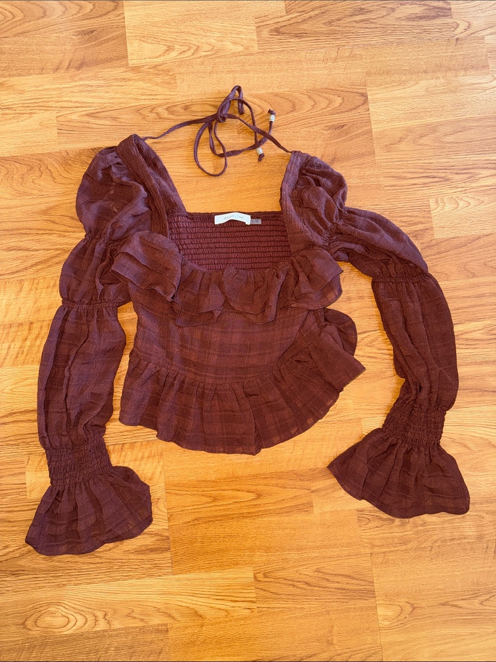 Mustard Seed Ruffled Peasant Top - Plum